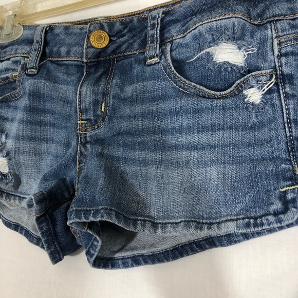 AMERICAN EAGLE jean shorts denim distressed 4 - Picture 2 of 5